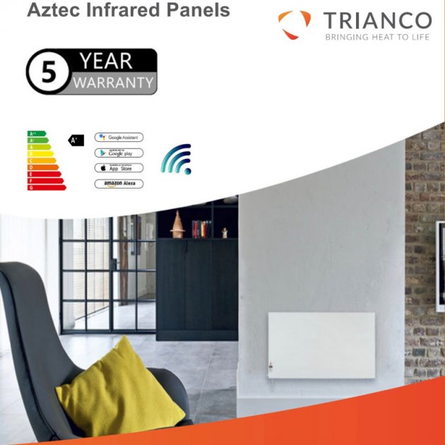 Trianco Aztec Infrared Powder Coated Heating Panel 800mm H x 370mm 400w - Infrared Heating Panel - Trianco
