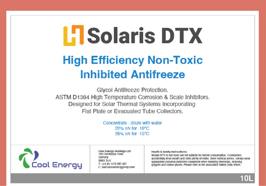 Fluido de transferencia térmica solar con glicol inhibido Solaris 10L DTX